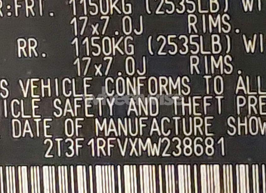 Photo 9 of 2021 Toyota Rav4 LE (VIN 2T3F1RFVXMW238681)