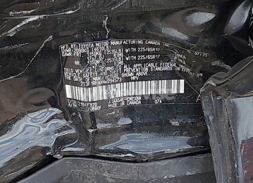 Photo 9 of 2022 Toyota Rav4 LE (VIN 2T3F1RFVXNW294573)