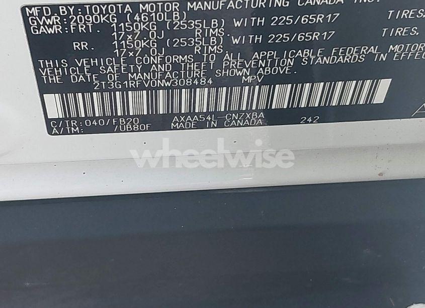 Photo 9 of 2022 Toyota Rav4 LE (VIN 2T3G1RFV0NW308484)