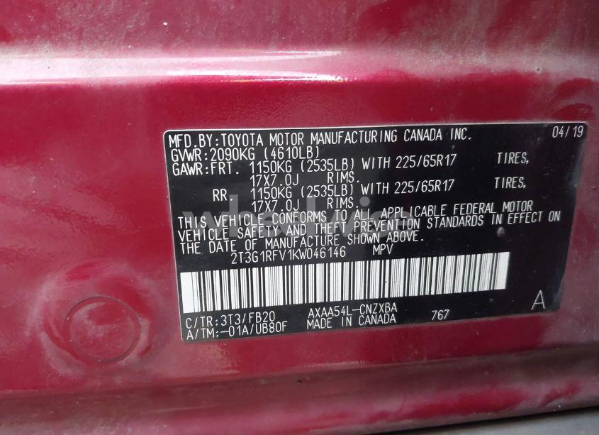 Photo 9 of 2019 Toyota Rav4 LE (VIN 2T3G1RFV1KW046146)