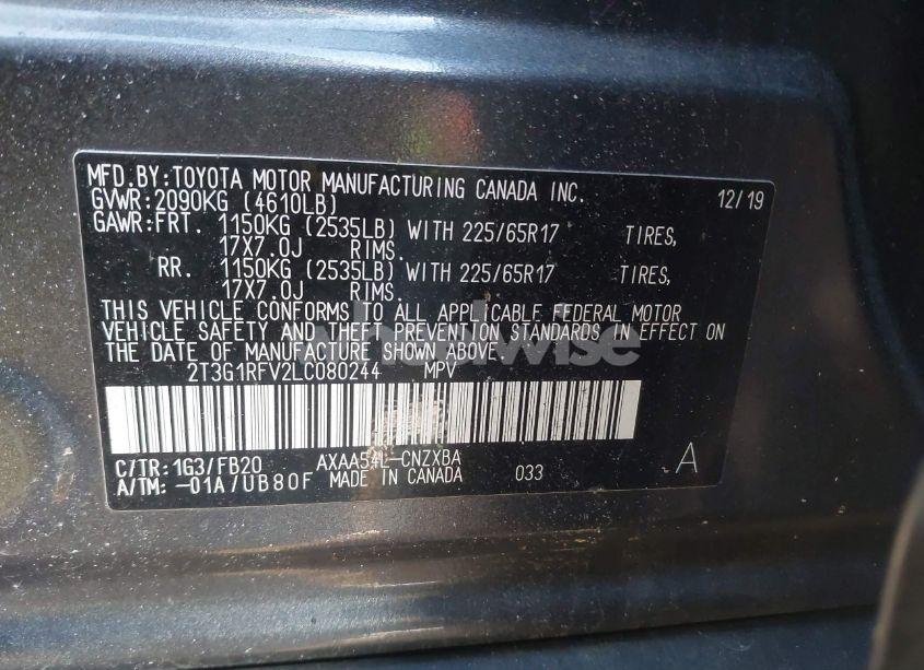 Photo 9 of 2020 Toyota Rav4 LE (VIN 2T3G1RFV2LC080244)