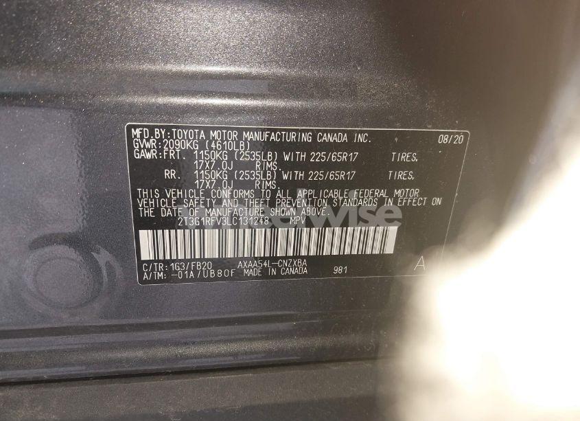 Photo 9 of 2020 Toyota Rav4 LE (VIN 2T3G1RFV3LC131248)