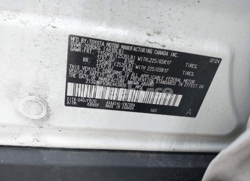 Photo 9 of 2024 Toyota Rav4 LE (VIN 2T3G1RFV3RC463800)