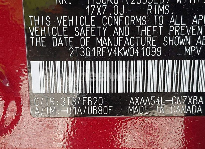 Photo 9 of 2019 Toyota Rav4 LE (VIN 2T3G1RFV4KW041099)