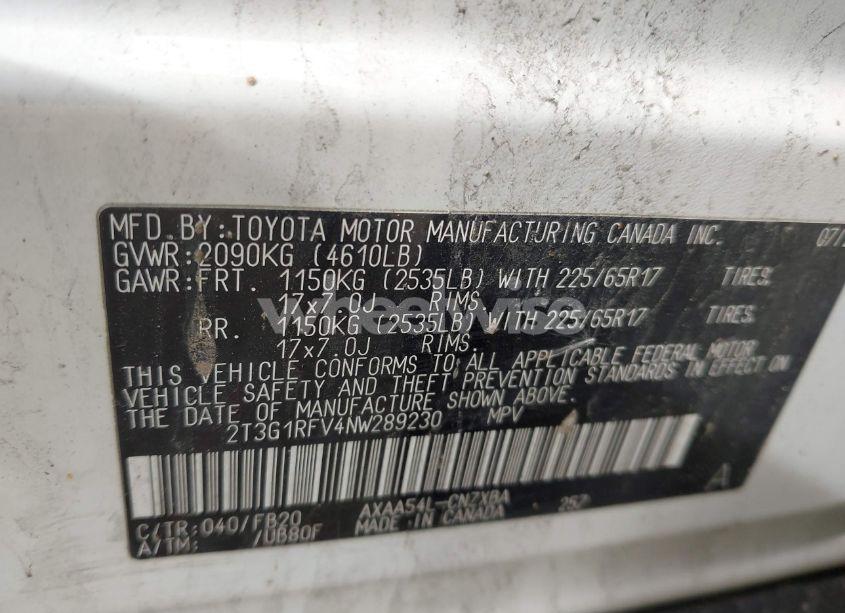 Photo 9 of 2022 Toyota Rav4 LE (VIN 2T3G1RFV4NW289230)