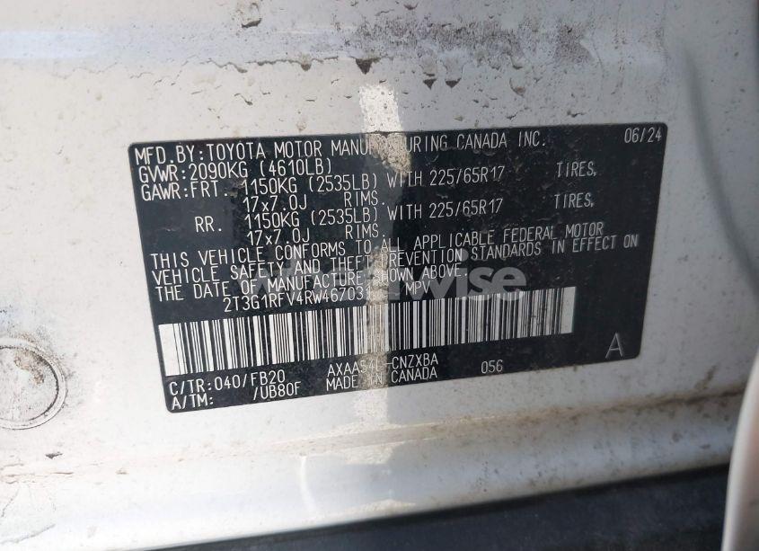 Photo 9 of 2024 Toyota Rav4 LE (VIN 2T3G1RFV4RW467031)