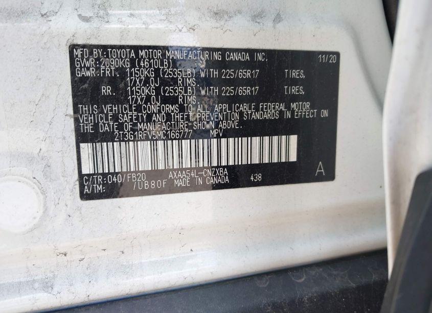 Photo 9 of 2021 Toyota Rav4 LE (VIN 2T3G1RFV5MC166777)