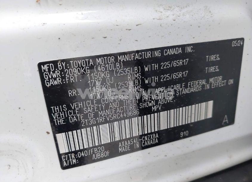 Photo 9 of 2024 Toyota Rav4 LE (VIN 2T3G1RFV5RC449686)