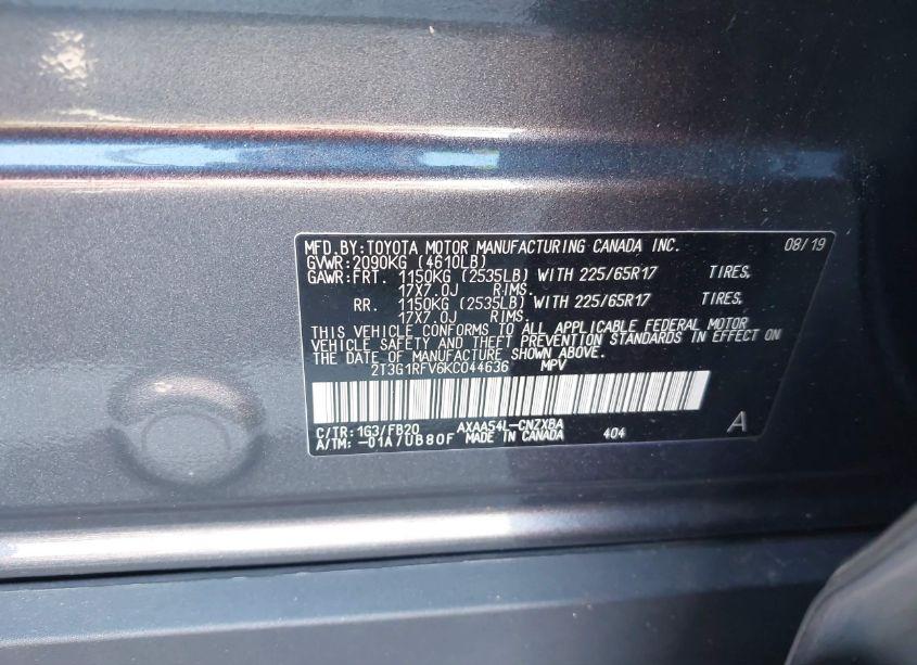 Photo 9 of 2019 Toyota Rav4 LE (VIN 2T3G1RFV6KC044636)