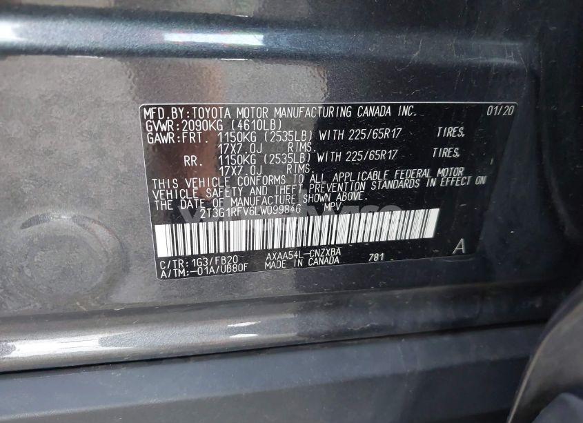 Photo 9 of 2020 Toyota Rav4 LE (VIN 2T3G1RFV6LW099846)
