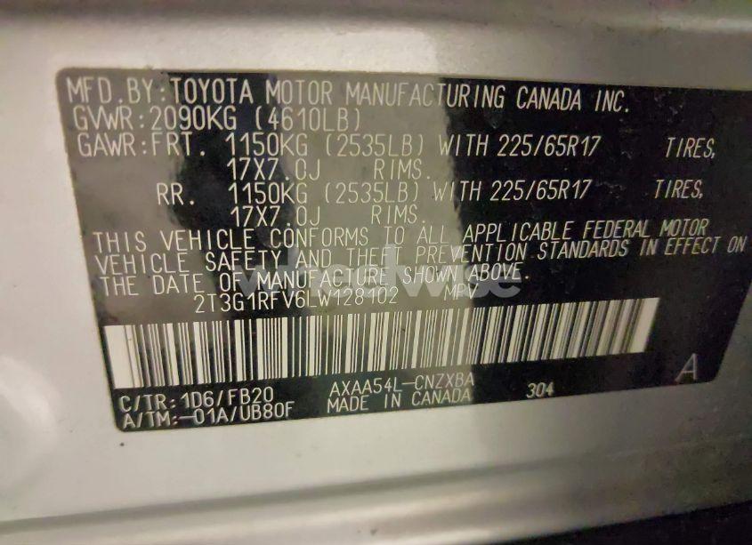 Photo 9 of 2020 Toyota Rav4 LE (VIN 2T3G1RFV6LW128102)