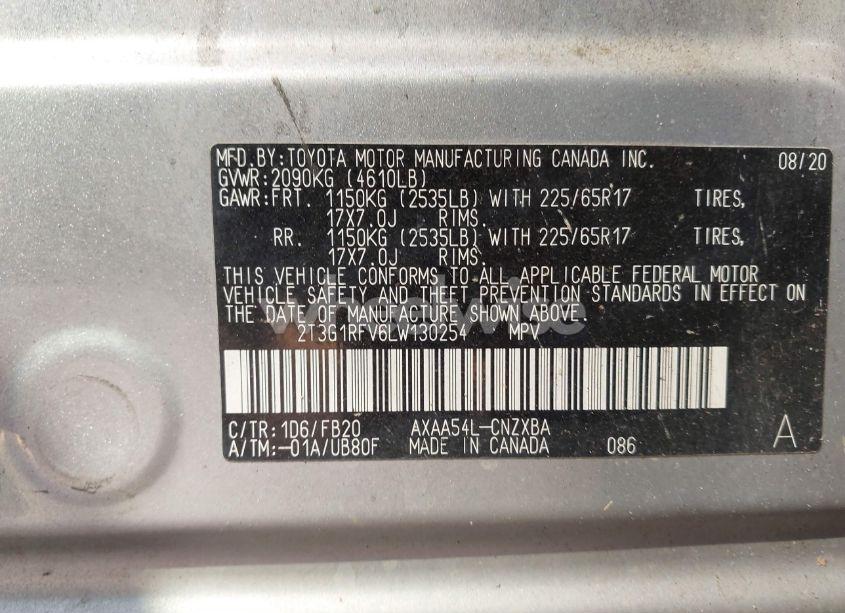 Photo 9 of 2020 Toyota Rav4 LE (VIN 2T3G1RFV6LW130254)