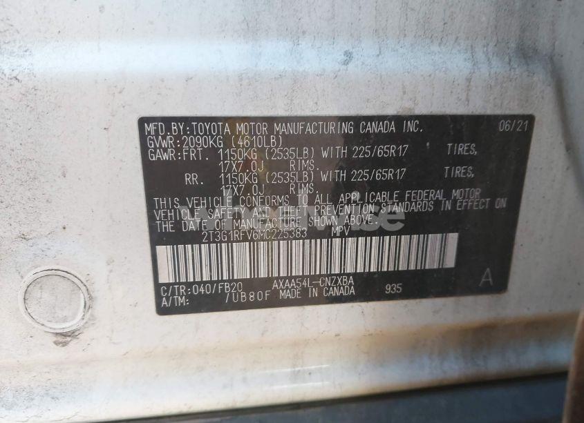 Photo 9 of 2021 Toyota Rav4 LE (VIN 2T3G1RFV6MC225383)