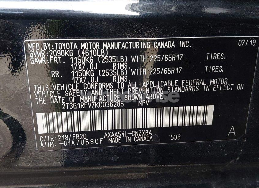 Photo 9 of 2019 Toyota Rav4 LE (VIN 2T3G1RFV7KC036285)