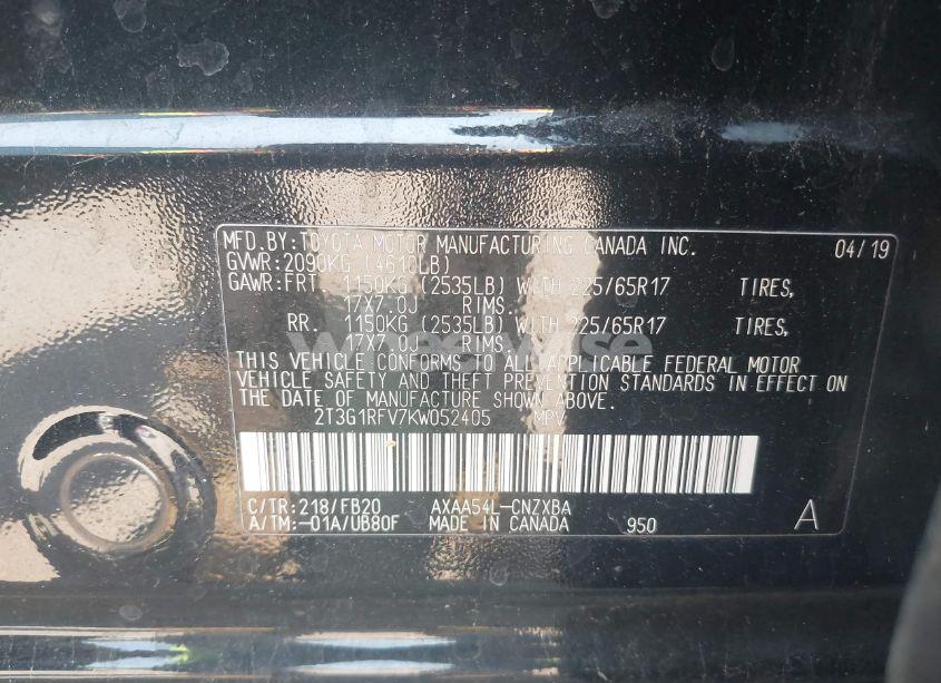 Photo 9 of 2019 Toyota Rav4 LE (VIN 2T3G1RFV7KW052405)