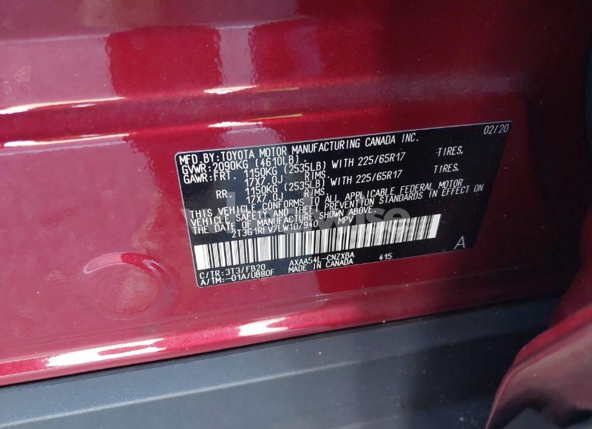 Photo 9 of 2020 Toyota Rav4 LE (VIN 2T3G1RFV7LW107940)