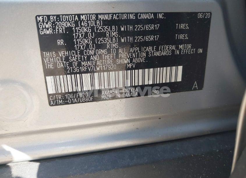 Photo 9 of 2020 Toyota Rav4 LE (VIN 2T3G1RFV7LW117920)