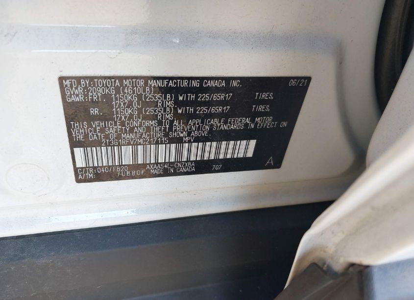 Photo 9 of 2021 Toyota Rav4 LE (VIN 2T3G1RFV7MC217115)