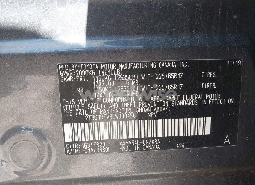 Photo 9 of 2020 Toyota Rav4 LE (VIN 2T3G1RFV9LW089456)