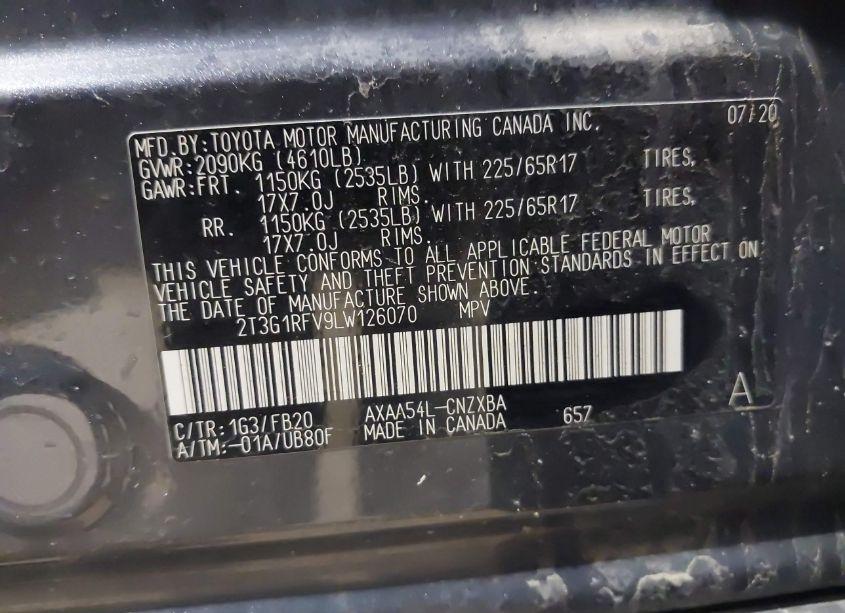 Photo 9 of 2020 Toyota Rav4 LE (VIN 2T3G1RFV9LW126070)