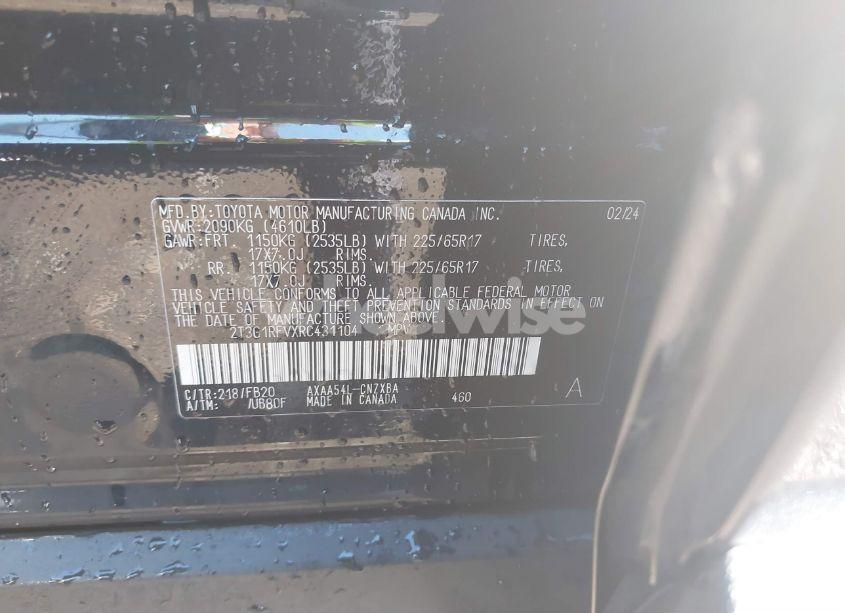 Photo 9 of 2024 Toyota Rav4 LE (VIN 2T3G1RFVXRC431104)