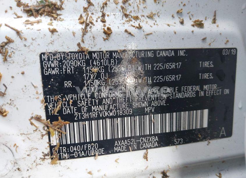 Photo 9 of 2019 Toyota Rav4 LE (VIN 2T3H1RFV0KW018309)