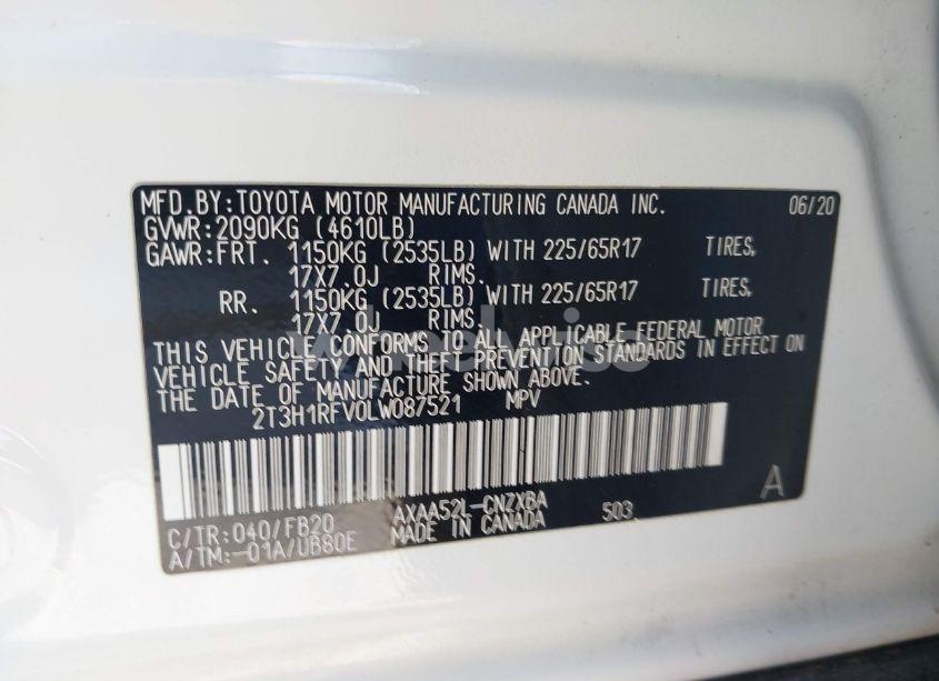 Photo 9 of 2020 Toyota Rav4 LE (VIN 2T3H1RFV0LW087521)
