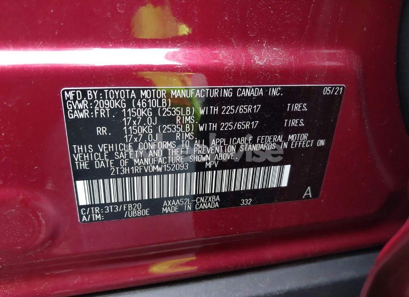 Photo 9 of 2021 Toyota Rav4 LE (VIN 2T3H1RFV0MW152093)