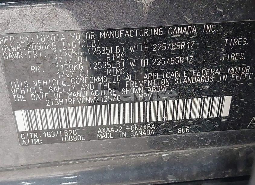 Photo 9 of 2022 Toyota Rav4 LE (VIN 2T3H1RFV0NW212570)