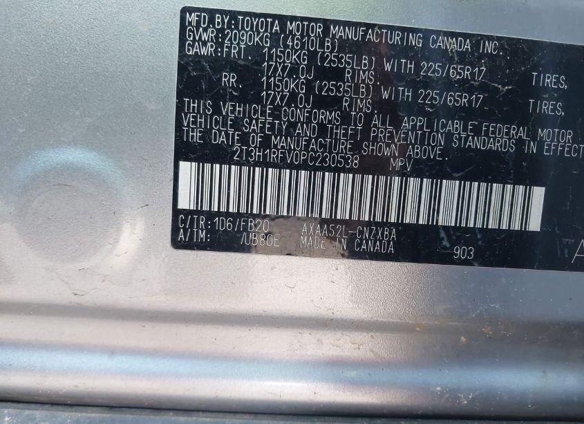 Photo 9 of 2023 Toyota Rav4 LE (VIN 2T3H1RFV0PC230538)