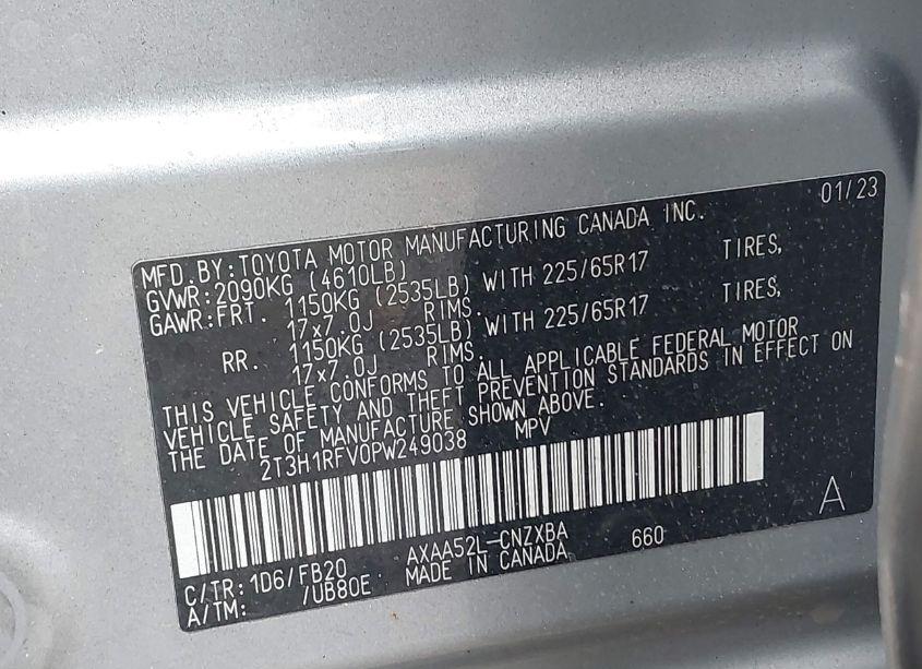 Photo 9 of 2023 Toyota Rav4 LE (VIN 2T3H1RFV0PW249038)