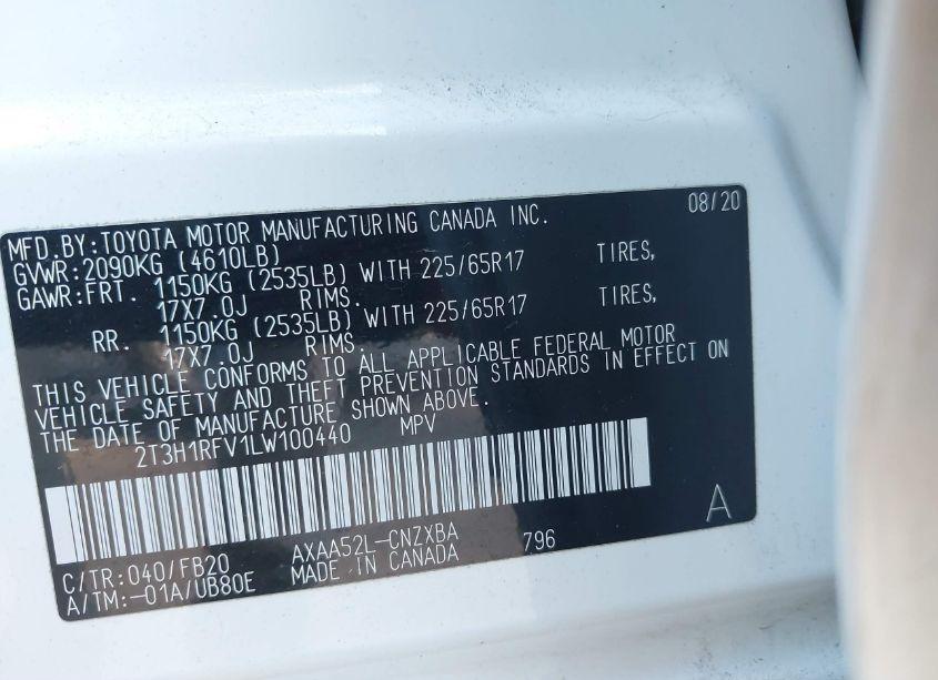 Photo 9 of 2020 Toyota Rav4 LE (VIN 2T3H1RFV1LW100440)