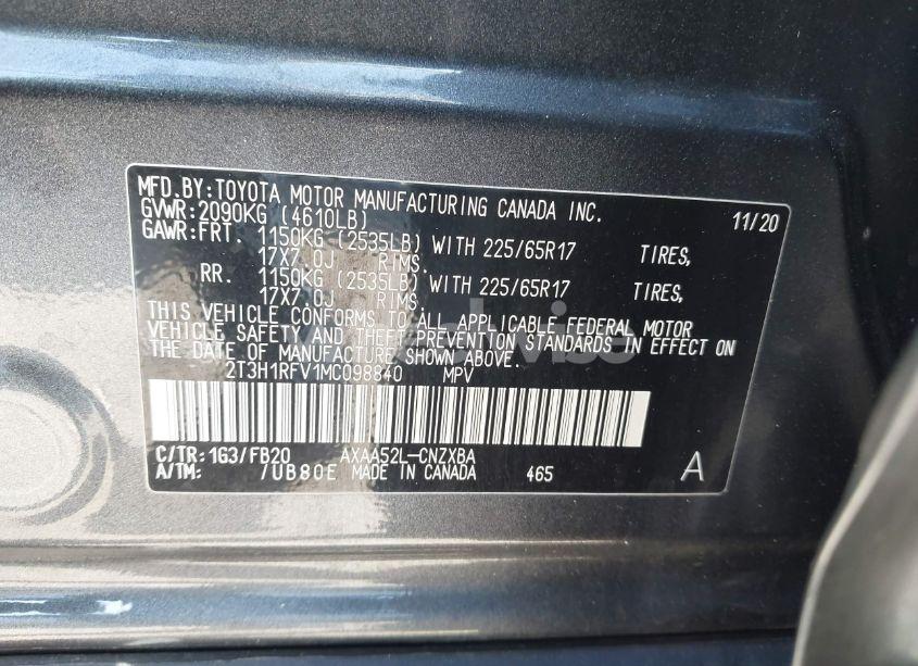 Photo 9 of 2021 Toyota Rav4 LE (VIN 2T3H1RFV1MC098840)