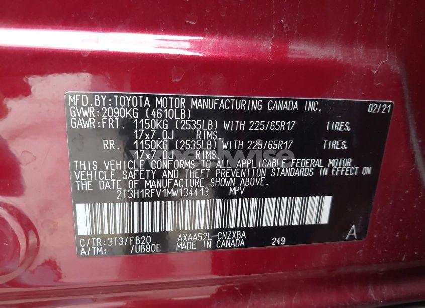 Photo 9 of 2021 Toyota Rav4 LE (VIN 2T3H1RFV1MW134413)