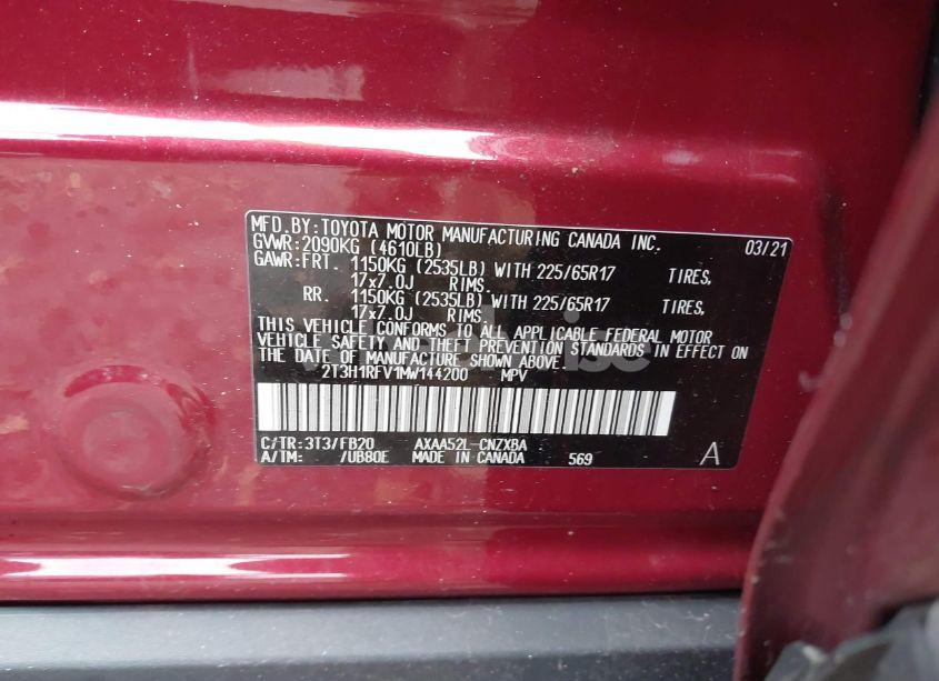 Photo 9 of 2021 Toyota Rav4 LE (VIN 2T3H1RFV1MW144200)