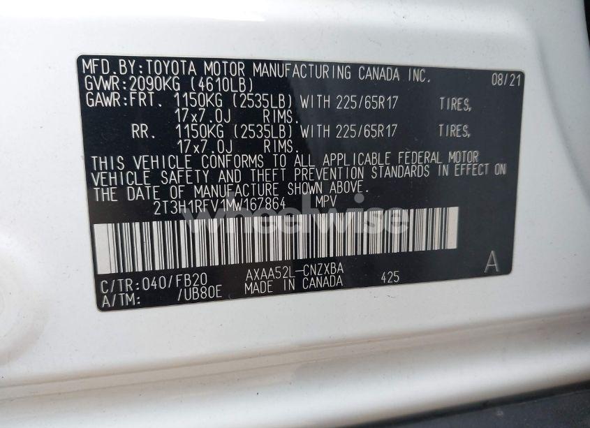 Photo 9 of 2021 Toyota Rav4 LE (VIN 2T3H1RFV1MW167864)