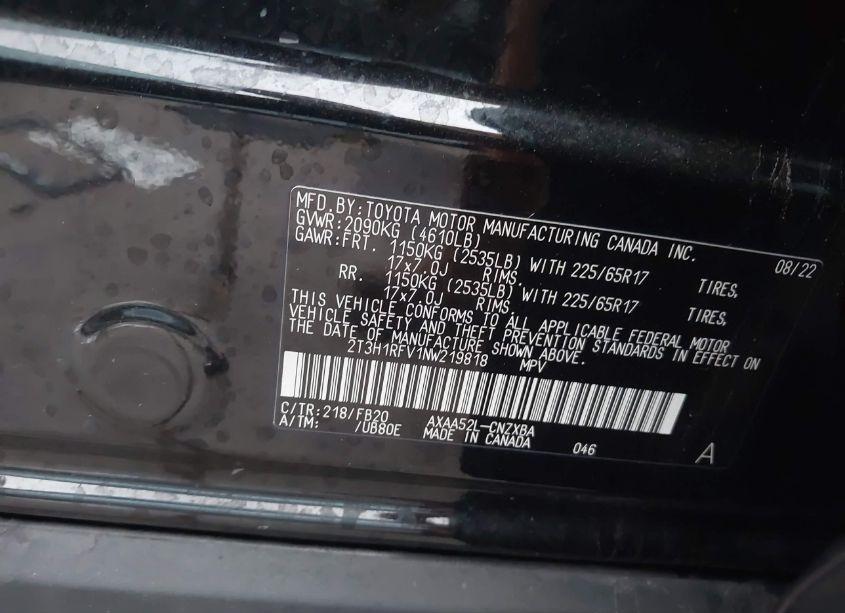 Photo 9 of 2022 Toyota Rav4 LE (VIN 2T3H1RFV1NW219818)