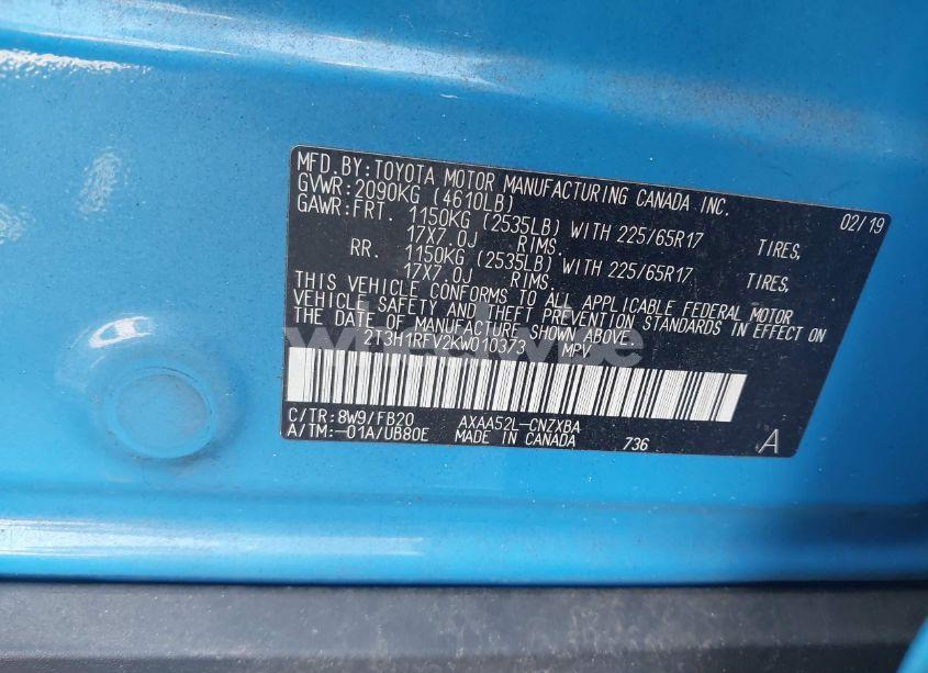 Photo 9 of 2019 Toyota Rav4 LE (VIN 2T3H1RFV2KW010373)