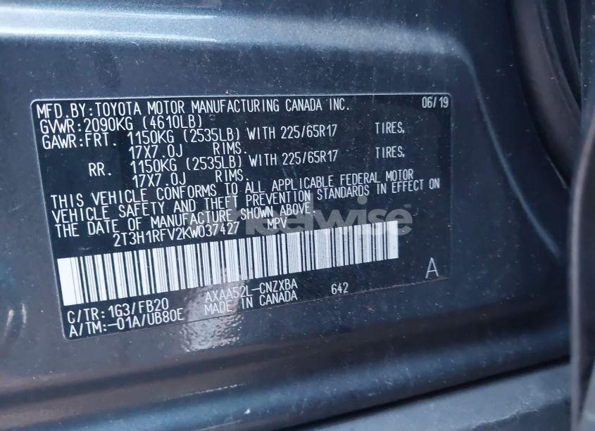 Photo 9 of 2019 Toyota Rav4 LE (VIN 2T3H1RFV2KW037427)