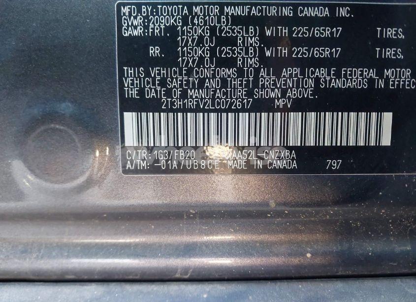Photo 9 of 2020 Toyota Rav4 LE (VIN 2T3H1RFV2LC072617)