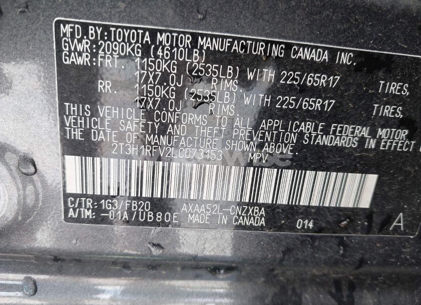 Photo 9 of 2020 Toyota Rav4 LE (VIN 2T3H1RFV2LC073153)