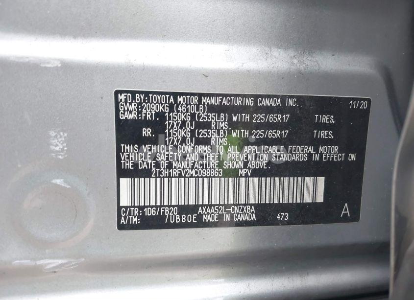 Photo 9 of 2021 Toyota Rav4 LE (VIN 2T3H1RFV2MC098863)