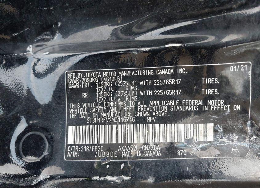 Photo 9 of 2021 Toyota Rav4 LE (VIN 2T3H1RFV2MC116746)