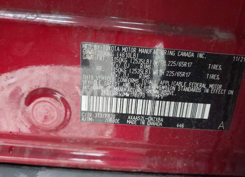 Photo 9 of 2021 Toyota Rav4 LE (VIN 2T3H1RFV2MW178873)