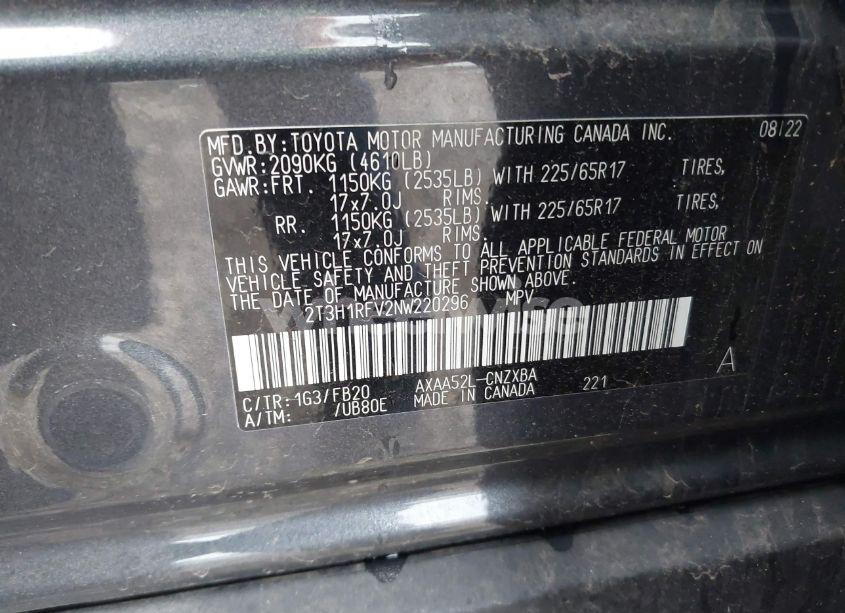 Photo 9 of 2022 Toyota Rav4 LE (VIN 2T3H1RFV2NW220296)