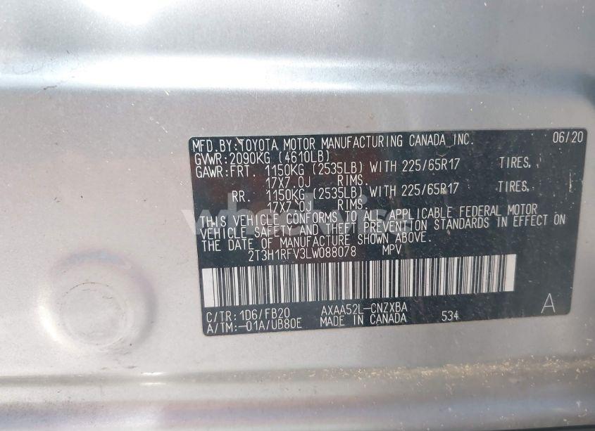 Photo 9 of 2020 Toyota Rav4 LE (VIN 2T3H1RFV3LW088078)