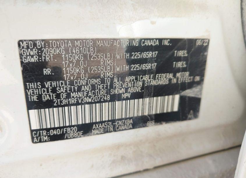 Photo 9 of 2022 Toyota Rav4 LE (VIN 2T3H1RFV3NW207248)