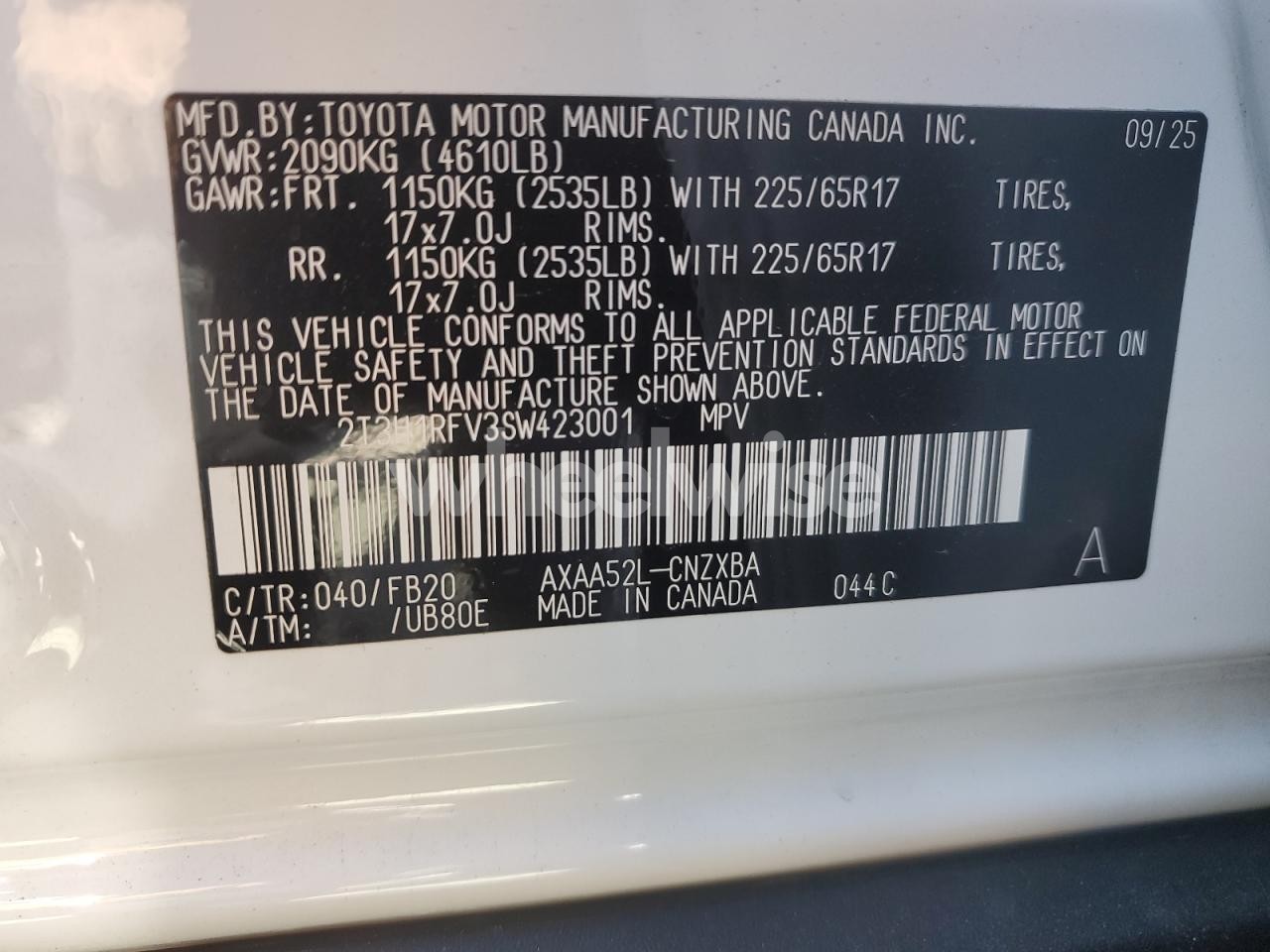 Photo 14 of 2025 TOYOTA RAV4 LE (VIN 2T3H1RFV3SW423001)