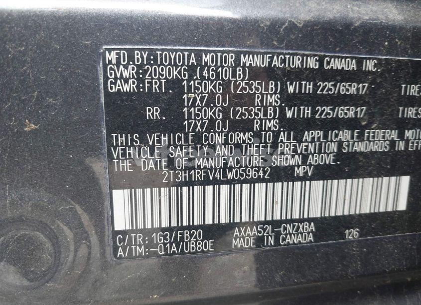 Photo 9 of 2020 Toyota Rav4 LE (VIN 2T3H1RFV4LW059642)