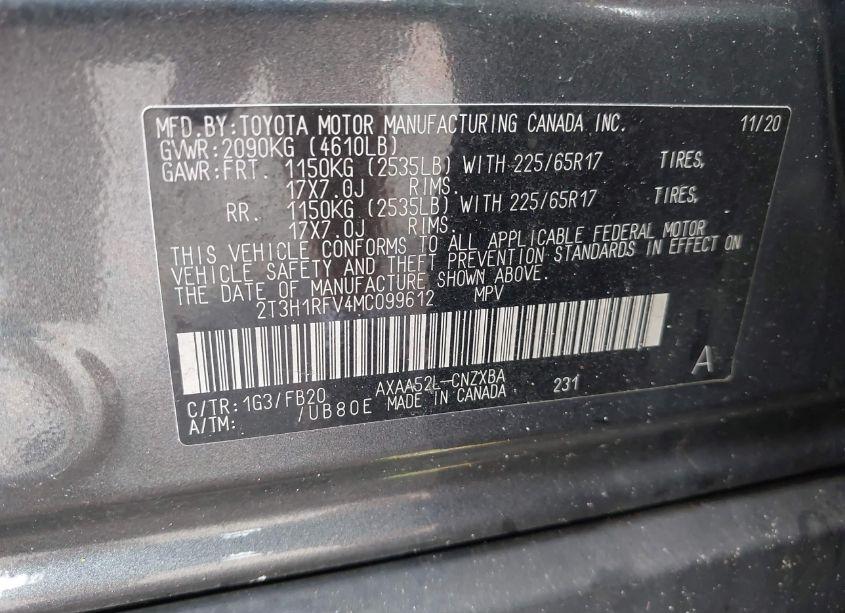 Photo 9 of 2021 Toyota Rav4 LE (VIN 2T3H1RFV4MC099612)